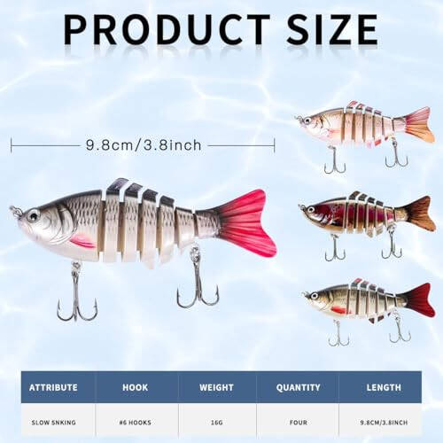 Fishing Lure Kit Topwater Bass Lures Fishing Lures Slow Sinking Swimming Lures Multi Jointed Swimbait Lifelike Hard Bait Trout Perch - 2
