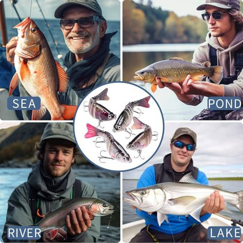 Fishing Lure Kit Topwater Bass Lures Fishing Lures Slow Sinking Swimming Lures Multi Jointed Swimbait Lifelike Hard Bait Trout Perch - 5