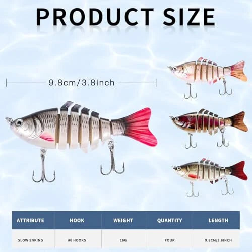 Fishing Lure Kit Topwater Bass Lures Fishing Lures Slow Sinking Swimming Lures Multi Jointed Swimbait Lifelike Hard Bait Trout Perch - LASER·FISH (1)