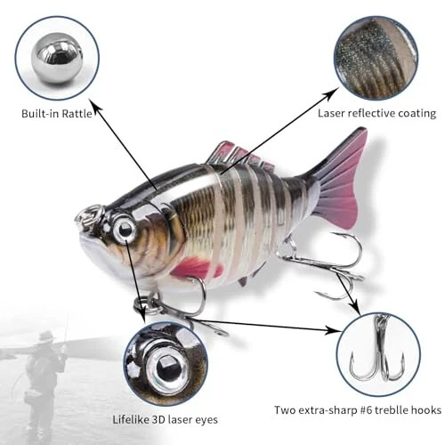 Fishing Lure Kit Topwater Bass Lures Fishing Lures Slow Sinking Swimming Lures Multi Jointed Swimbait Lifelike Hard Bait Trout Perch - 3