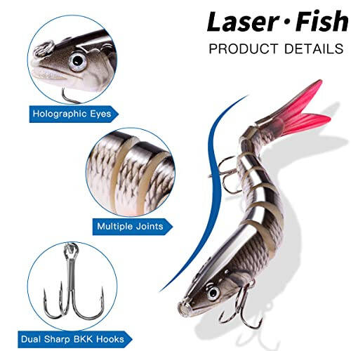 Fishing Lure Kit Topwater Bass Lures Fishing Lures Slow Sinking Swimming Lures Multi Jointed Swimbait Lifelike Hard Bait Trout Perch - 10