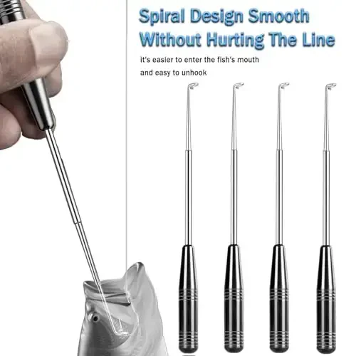 Fish Hook Remover Tool, Fishing Hook Quick Removal Descending Device, Fishing Gear Security Equipment Kits for Adult, Hook Extractor Accessories Detacher Tools with 4PCS Storage Tube - 3