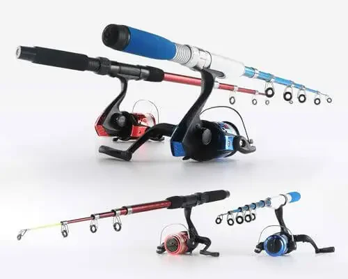 Fishing Rod Reel Combos Collapsible Fishing Rod Kit, 2PCS Telescopic Fishing Pole+2PCS Spinning Reels+Lures Hooks+Tackle Bag+Fishing Accessories Full Combo for Kids Youth - 2