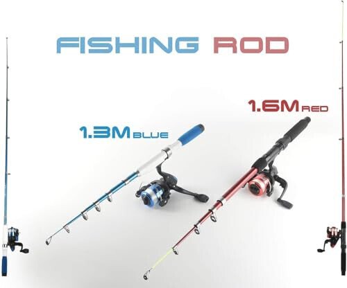 Fishing Rod Reel Combos Collapsible Fishing Rod Kit, 2PCS Telescopic Fishing Pole+2PCS Spinning Reels+Lures Hooks+Tackle Bag+Fishing Accessories Full Combo for Kids Youth - 4