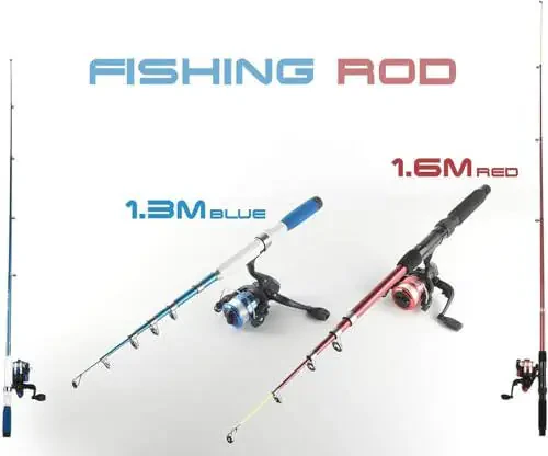 Fishing Rod Reel Combos Collapsible Fishing Rod Kit, 2PCS Telescopic Fishing Pole+2PCS Spinning Reels+Lures Hooks+Tackle Bag+Fishing Accessories Full Combo for Kids Youth - 4
