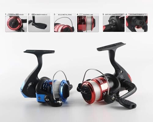 Fishing Rod Reel Combos Collapsible Fishing Rod Kit, 2PCS Telescopic Fishing Pole+2PCS Spinning Reels+Lures Hooks+Tackle Bag+Fishing Accessories Full Combo for Kids Youth - 5