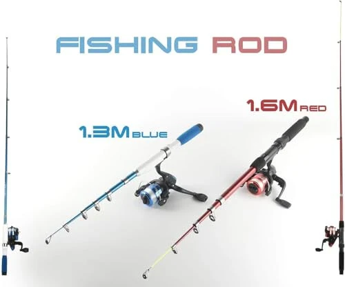 Fishing Rod Reel Combos Collapsible Fishing Rod Kit, 2PCS Telescopic Fishing Pole+2PCS Spinning Reels+Lures Hooks+Tackle Bag+Fishing Accessories Full Combo for Kids Youth - 4