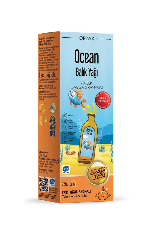 Orzax Balık Yağı Şurubu Portakal Aromalı 150ml - OCEAN