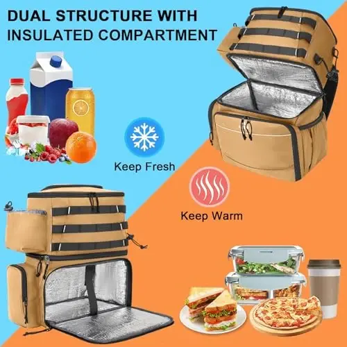 MATEIN Fishing Backpack, Water Resistant Fishing Tackle Box Bag with Rod Holders & Cooler, Gear Gifts for Men - 5