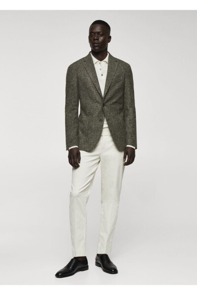 Balıksırtı desenli saf yün blazer - 2