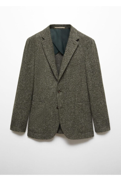 Balıksırtı desenli saf yün blazer - 3