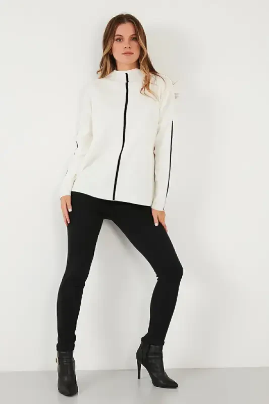 Baliqchi Yaka Soft Akrilik Kazak Bayan KAZAK 4614815-EKRU - 5