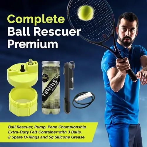 BALL RESCUER: Tennis Ball Pressurizer – Converts Compatible Tennis Ball Container into a 30 psi Ball Pressurizer & Extends Ball Life (Pump & Container not included in Standard and Standard Plus) - 5