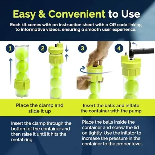 BALL RESCUER: Tennis Ball Pressurizer – Converts Compatible Tennis Ball Container into a 30 psi Ball Pressurizer & Extends Ball Life (Pump & Container not Included in Standard and Standard Plus) - 4