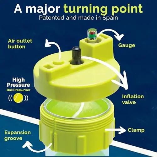 BALL RESCUER: Tennis Ball Pressurizer – Converts Compatible Tennis Ball Container into a 30 psi Ball Pressurizer & Extends Ball Life (Pump & Container not Included in Standard and Standard Plus) - 5