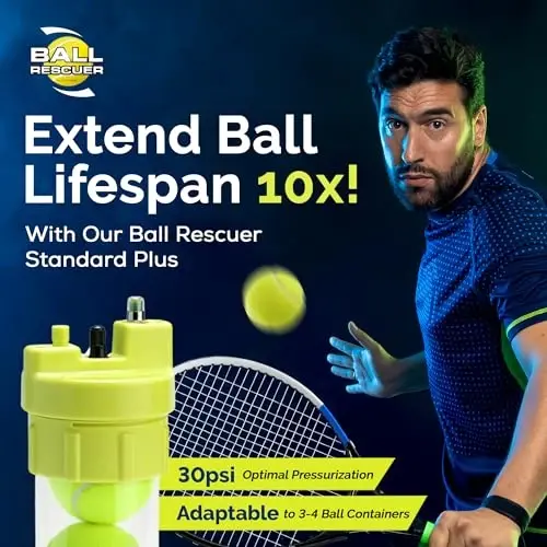 BALL RESCUER: Tennis Ball Pressurizer – Converts Compatible Tennis Ball Container into a 30 psi Ball Pressurizer & Extends Ball Life (Pump & Container not Included in Standard and Standard Plus) - 4