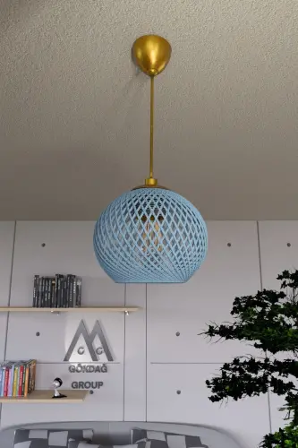 Balle Blue Pendant Ball Chandelier Gold Cable-Blue - 1