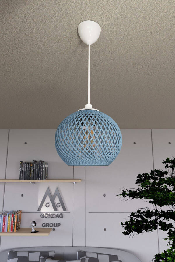 Balle Blue Pendant Ball Chandelier White Cable - 4