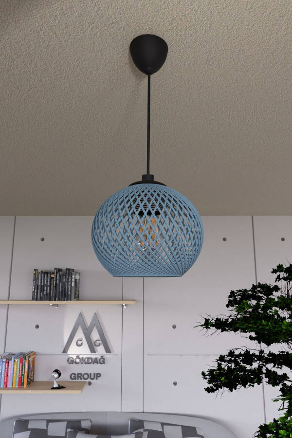 Balle Blue Pendant Sphere Chandelier Black Cable - 5