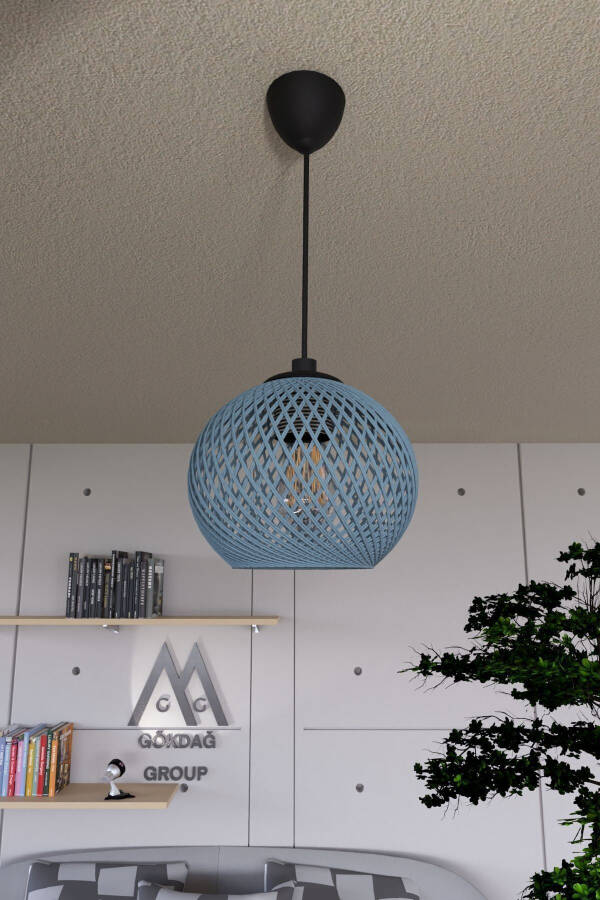 Balle Blue Pendant Sphere Chandelier Black Cable - 1