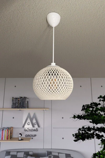 Balle Cream Pendant Ball Chandelier White Cable - GÖKDAĞ GROUP G G