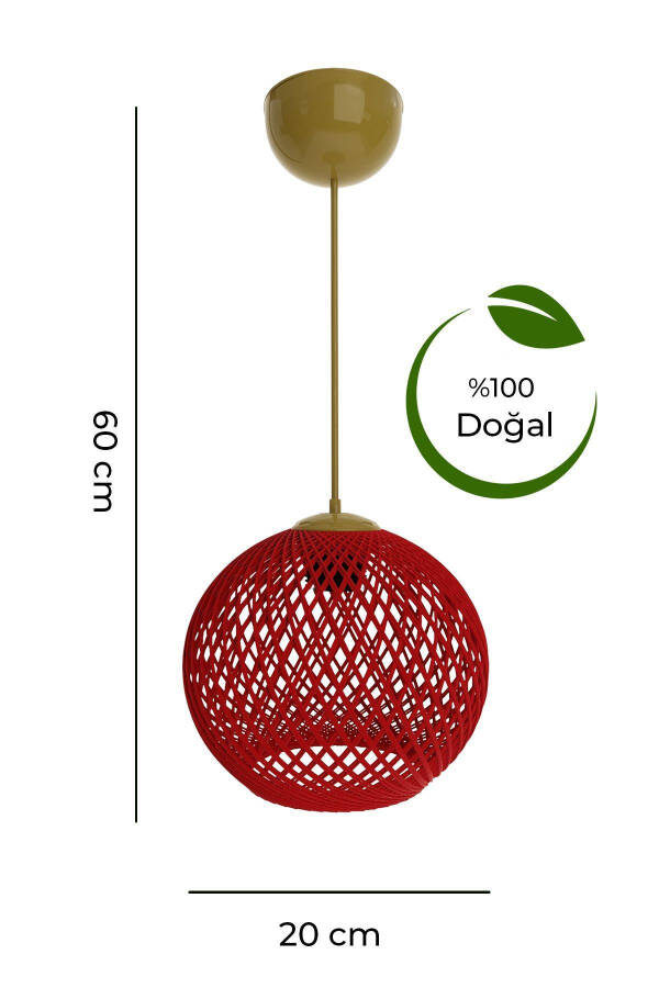 Balle Kırmızı Sarkıt Top Avize Gold Kablo-Kırmızıı - 3