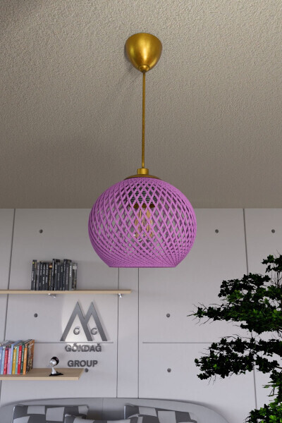 Balle Lila Osilib Tushgan To'p Chandelier Oltin Sim - 5
