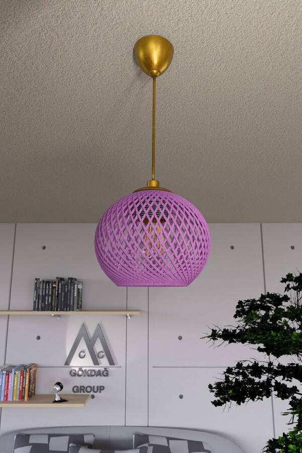 Balle Lila Osilib Tushgan To'p Chandelier Oltin Sim - 1