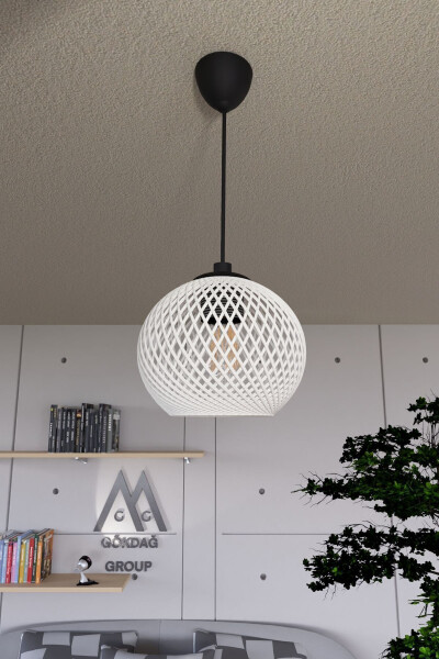 Balle Oq Sharsimon Osib O'rnatilgan Chandelier Qora Kabel 