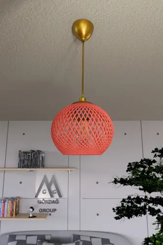 Balle Orange Pendant Top Chandelier Gold Cable-Orange - 1