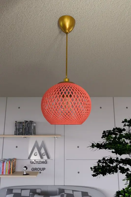 Balle Orange Pendant Top Chandelier Gold Cable-Orange - 1