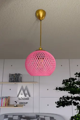 Balle Pembe Sarkıt Top Avize Gold Kablo-Pembe 