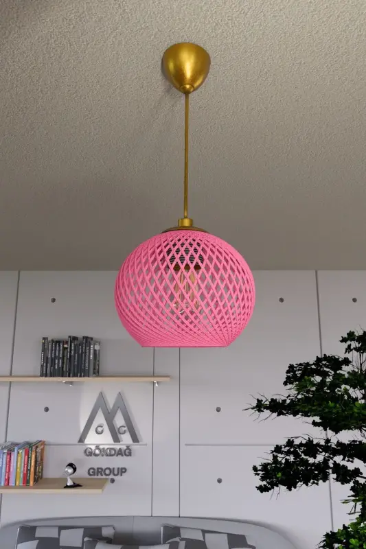 Balle Pembe Sarkıt Top Avize Gold Kablo-Pembe - 1