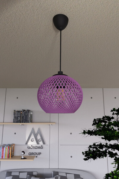 Balle Purple Pendant Ball Chandelier Black Cable - 4