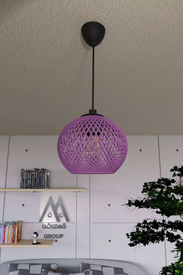 Balle Purple Pendant Ball Chandelier Black Cable - 4