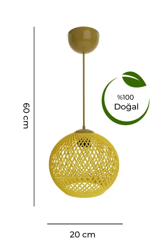 Balle Sarı Sarkıt Top Avize Gold Kablo - Sarı - 3