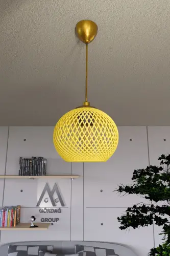 Balle Sarı Sarkıt Top Avize Gold Kablo - Sarı 