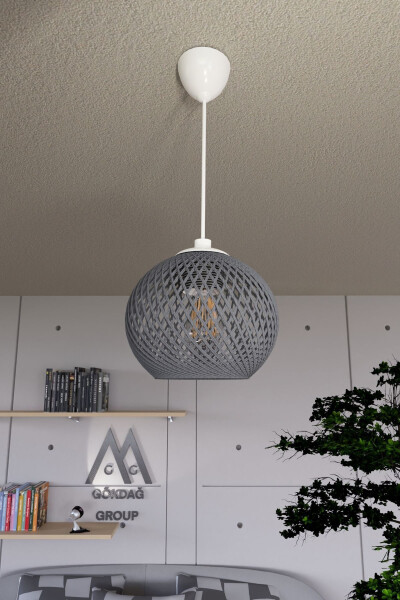 Balle Smoked Pendant Ball Chandelier White Cable - 5