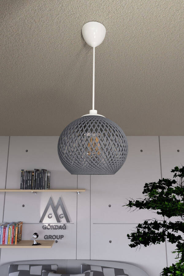 Balle Smoked Pendant Ball Chandelier White Cable - 4