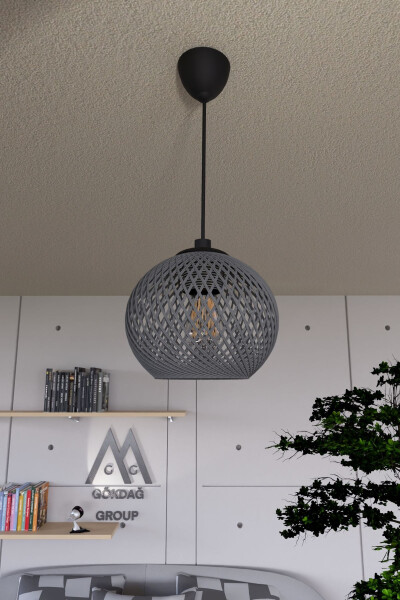 Balle Smoked Pendant Sphere Chandelier Black Cable - 5
