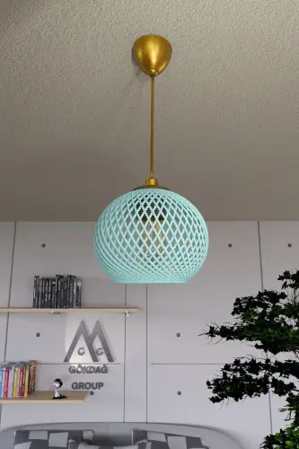 Balle Teal Stalactite Ball Chandelier Gold Cable-Teal - 1