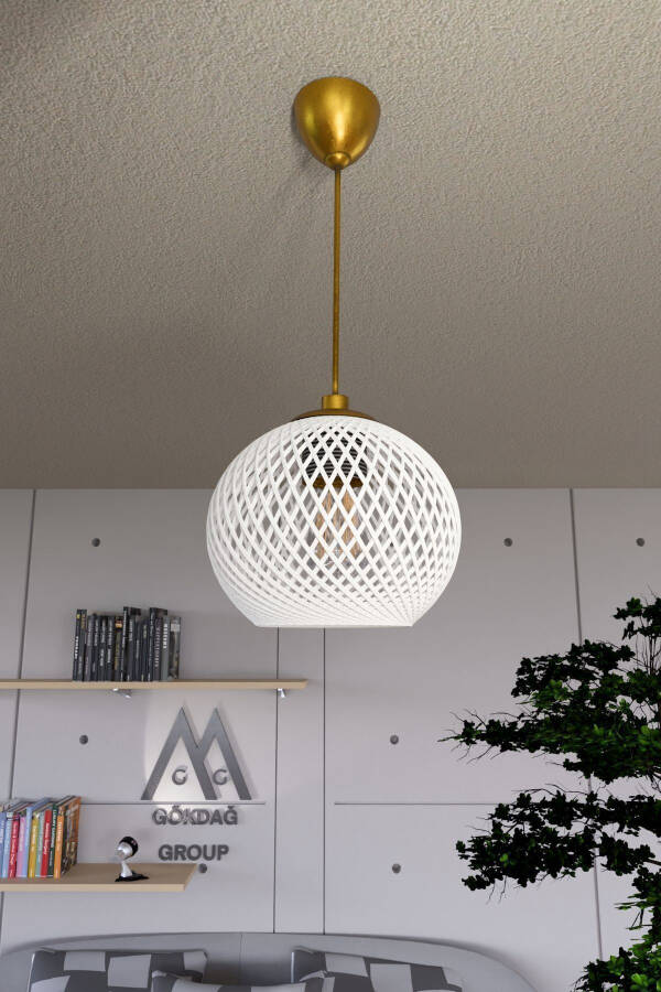 Balle White Pendant Ball Chandelier Gold Cable - 4