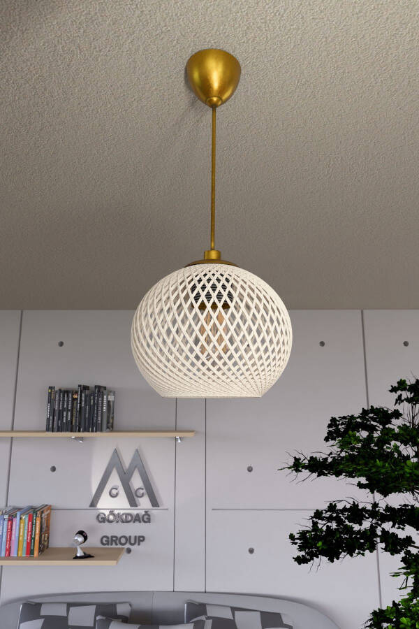 Ballet Cream Pendant Ball Chandelier Gold Cable - 5