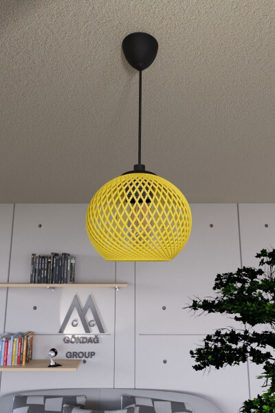 Ballet Yellow Pendant Ball Chandelier Black Cable 