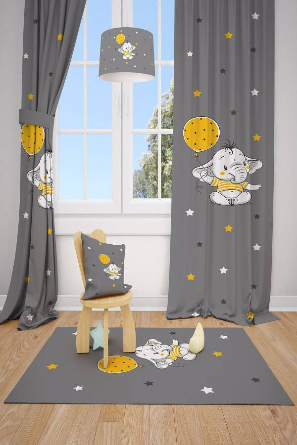 Balloon and Elephant Children and Baby Room Blackout Curtain 2 Panels Mkt-123 - 1