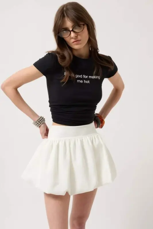 Balloon Detail Mini Skirt - BÜYÜKBEDENIZ