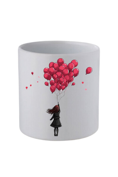 Balloon Girl Printed Handleless Mug Birthday Gifts - Ceramic Coffee, Water Gift Mug - LILI HEDIYELIK