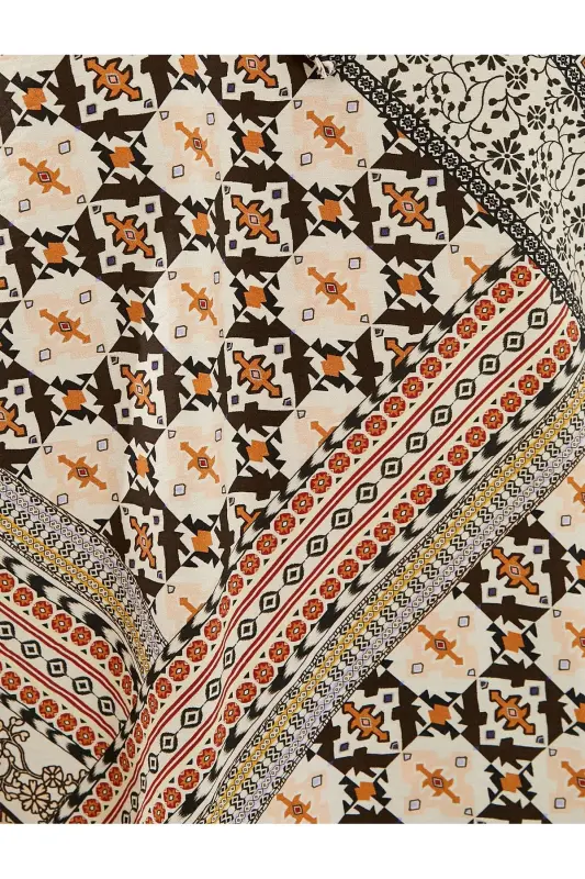Balloon Sleeve Blouse Ethnic Patterned Window Detailed Vis - 6