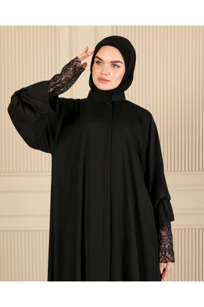 Balloon Sleeve Lace Ferace & Abaya - HALİL TÜRKER