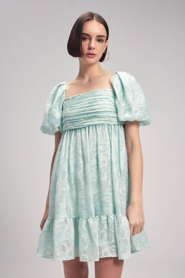 Balloon Sleeve Mini Dress - 1